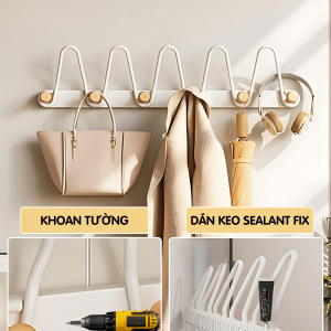 Móc treo tường 9 móc và 11 nút vòng cung Dola Home
