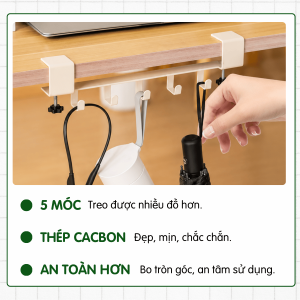 Thanh treo kẹp bàn 5 móc Dola Home