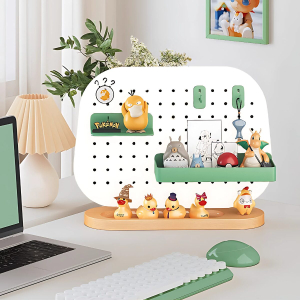 Bảng Oval Trắng – Pegboard khay gỗ kim loại Dola Home