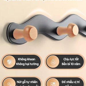 Móc treo tường lượn sóng nút gỗ trụ Dola Home