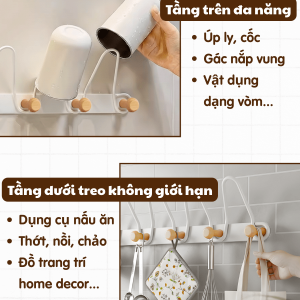 Móc treo tường 9 móc và 11 nút vòng cung Dola Home