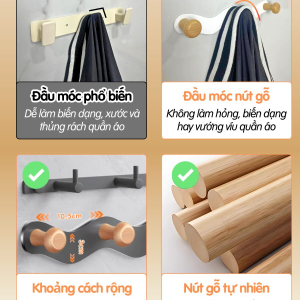Móc treo tường lượn sóng nút gỗ trụ Dola Home