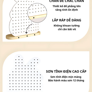 Bảng Oval Trắng – Pegboard khay gỗ kim loại Dola Home