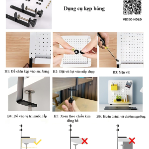 Bảng lỗ Pegboard kẹp bàn Dola Home