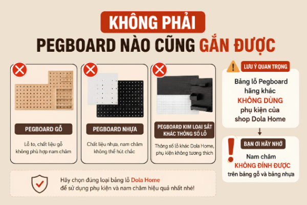 Không phải Pegboard nào cũng gắn được