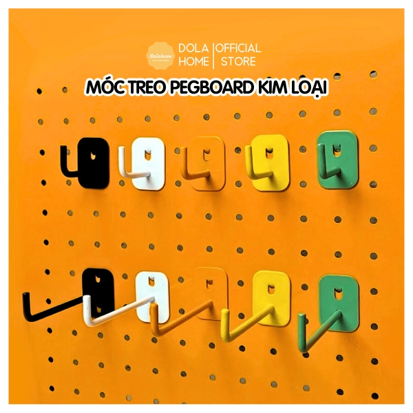 Móc treo Pegboard ngắn và dài Dola Home | Phù hợp hầu hết bảng lỗ kim loại