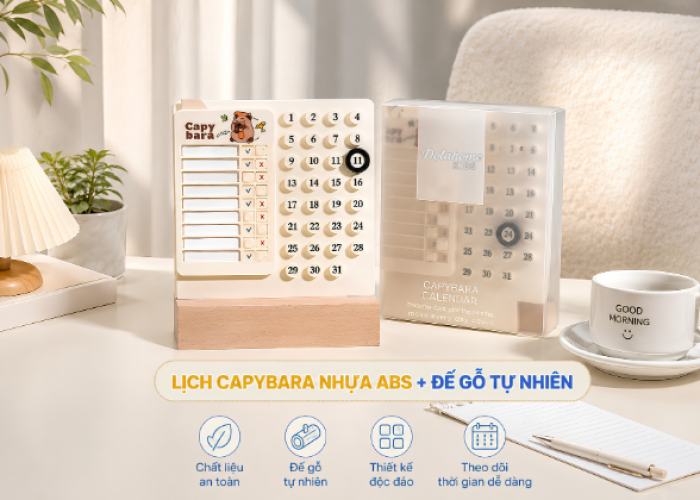 Bộ lịch Capypara kết hợp To-do list