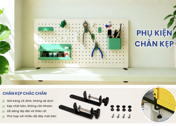 Phụ kiện chân kẹp Pegboard để bàn
