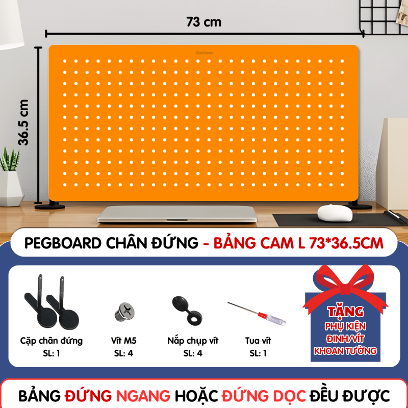 Pegboard chân đứng 73x36.5cm cam