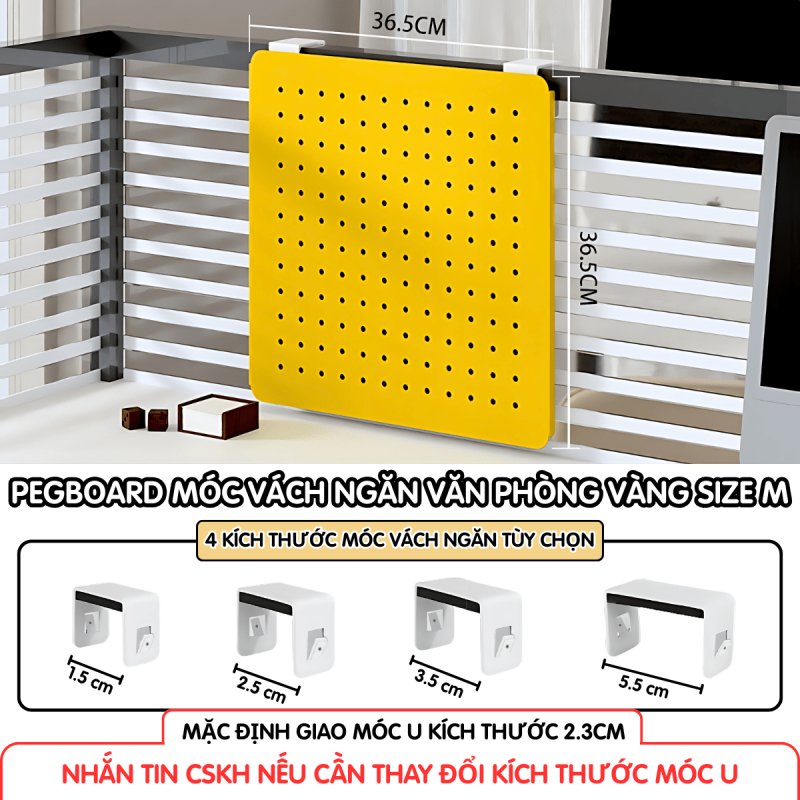 Pegboard móc U vách ngăn - M vàng