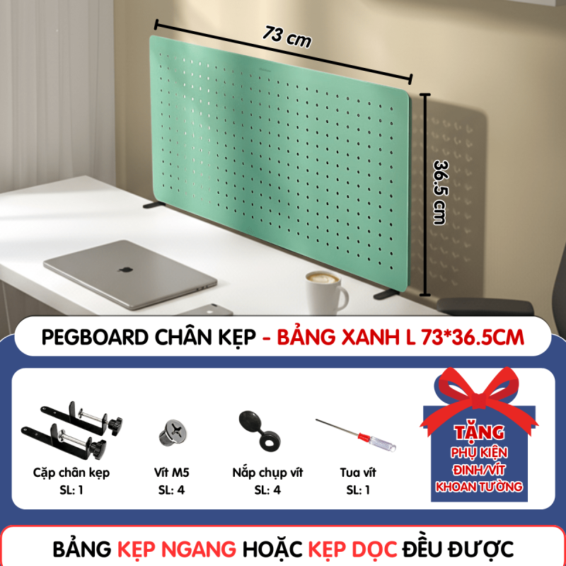 Pegboard kẹp bàn - Bảng 73*36.5cm xanh mint