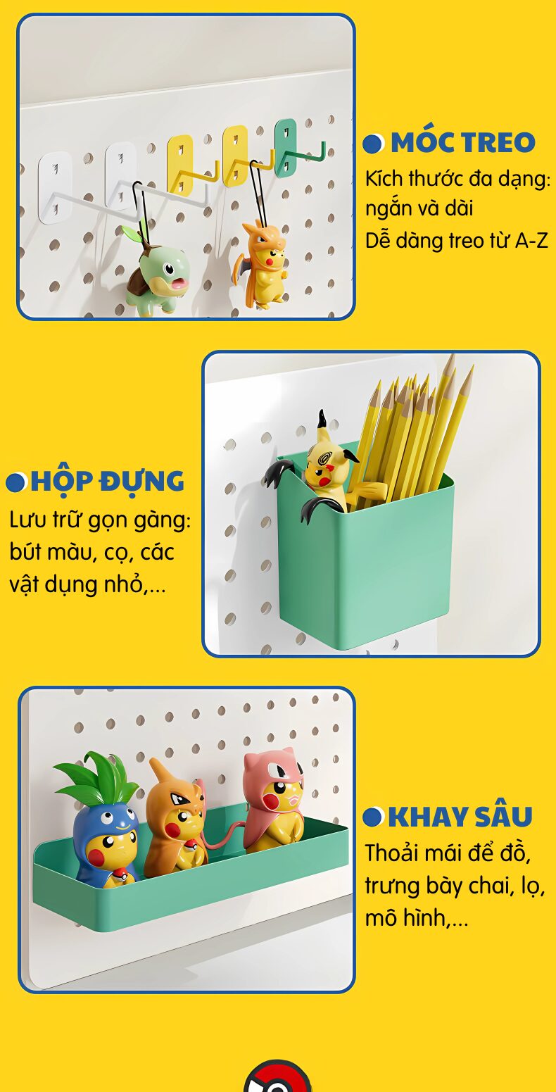 Hệ phụ kiện Pegboard Dola Home đa dạng
