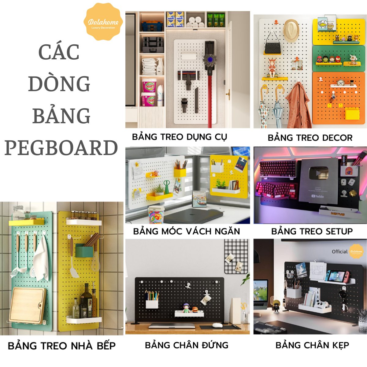 Chức năng và các dòng bảng Pegboard kim loại DolaHome