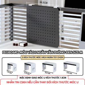 Pegboard móc U vách ngăn - M đen