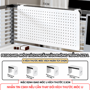 Pegboard móc U vách ngăn - L trắng
