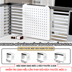 Pegboard móc U vách ngăn - M trắng
