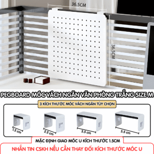 Pegboard móc U vách ngăn - M trắng