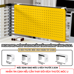 Pegboard móc U vách ngăn - L vàng