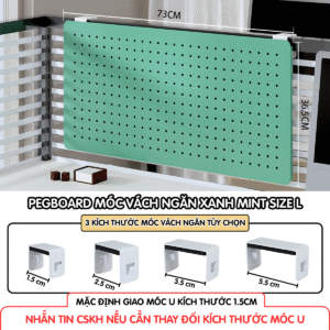 Pegboard móc U vách ngăn - L xanh mint