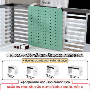 Pegboard móc U vách ngăn - M xanh mint