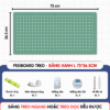 Bảng lỗ Pegboard sắt sơn tĩnh điện cao cấp - Bảng 73*36.5cm, Xanh