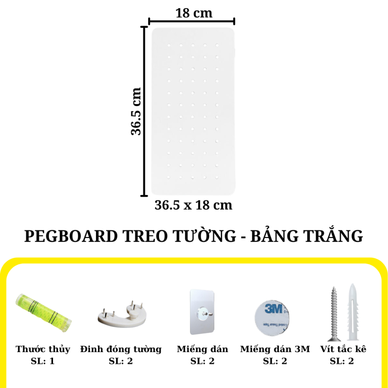 Trắng - KT 18x36.5cm