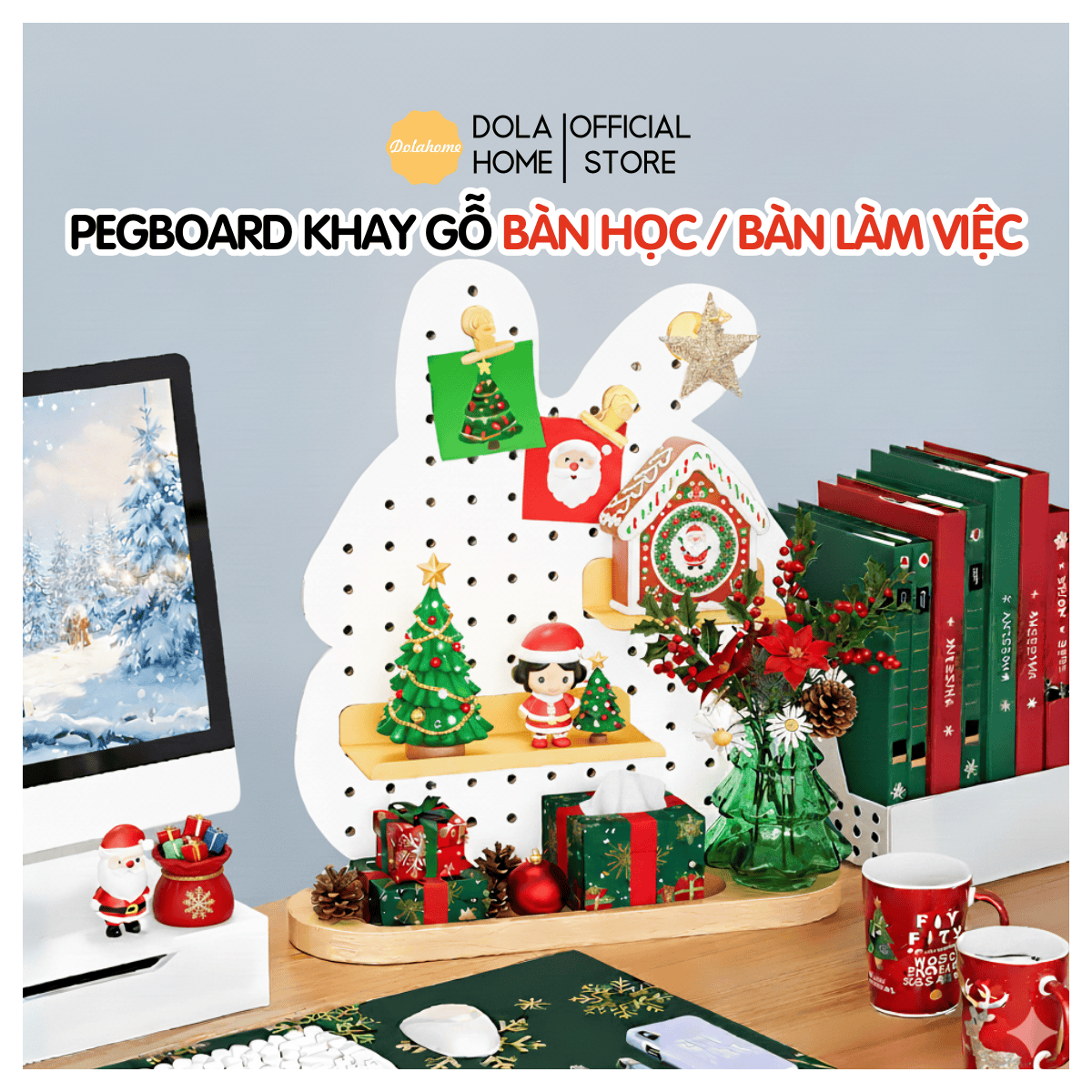 PEGBOARD KHAY GỖ HÌNH THỎ