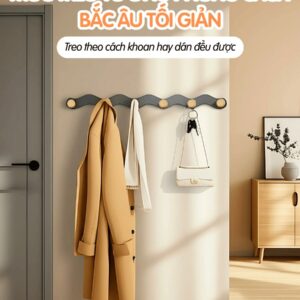 móc treo dán tường Bắc Âu treo túi decor gọn gàng