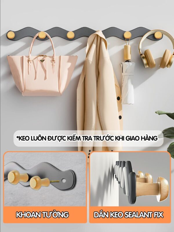 lắp móc bằng cách khoan tường hoặc dán keo sealant fix