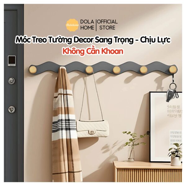 Móc treo tường decor sang trọng, chịu lực cao, không cần khoan đục, hợp mọi không gian hiện đại từ cửa ra vào đến phòng khách.