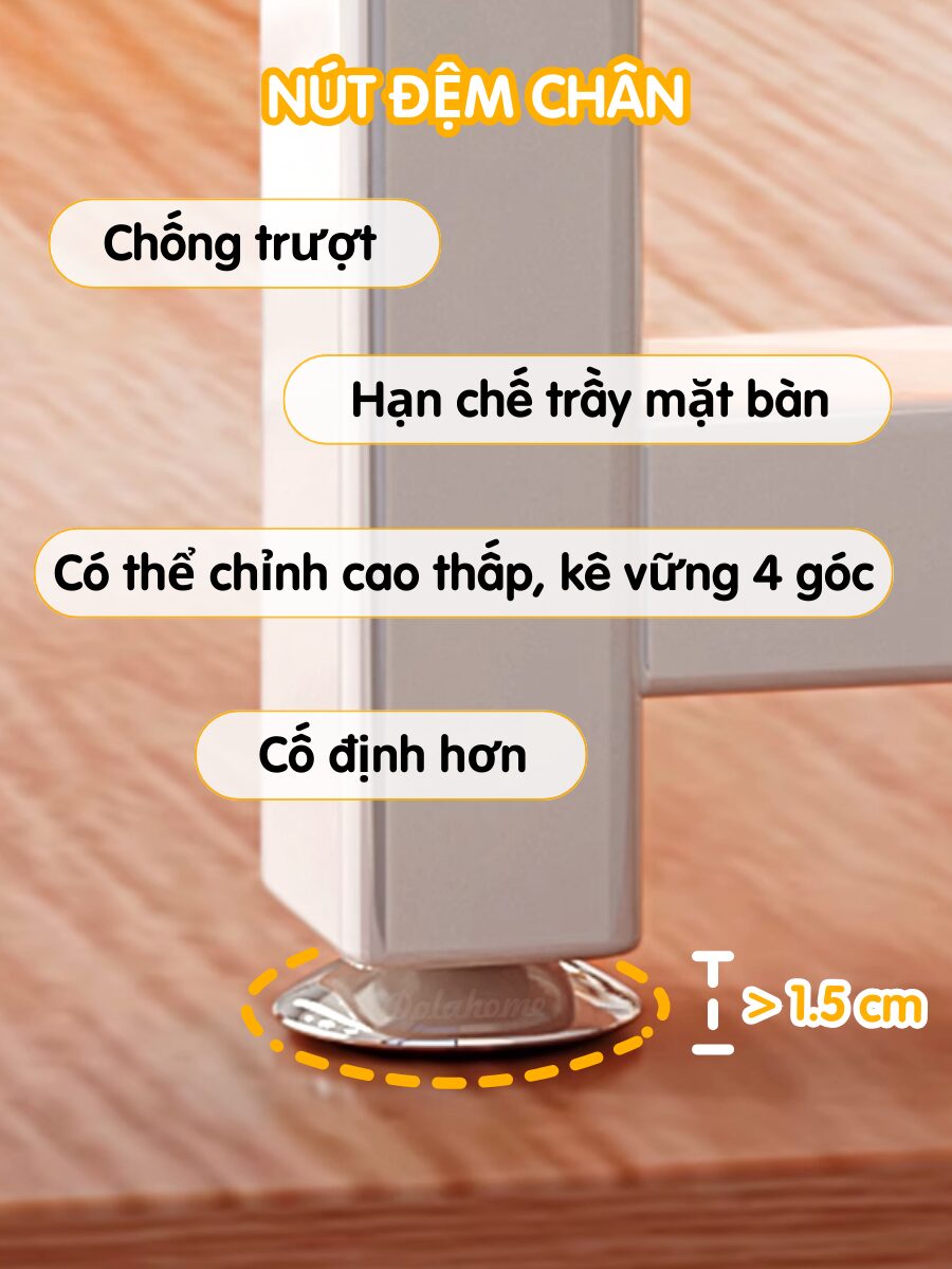 Nút đệm chống trượt dưới chân kệ – điều chỉnh cao thấp và bảo vệ mặt bàn hiệu quả