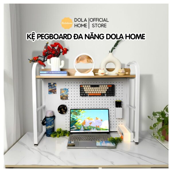 Kệ pegboard đa năng Dola Home để bàn – kệ sách mini kết hợp pegboard treo phụ kiện học tập làm việc, phù hợp decor góc học tập hiện đại, chắc chắn, tiện lợi