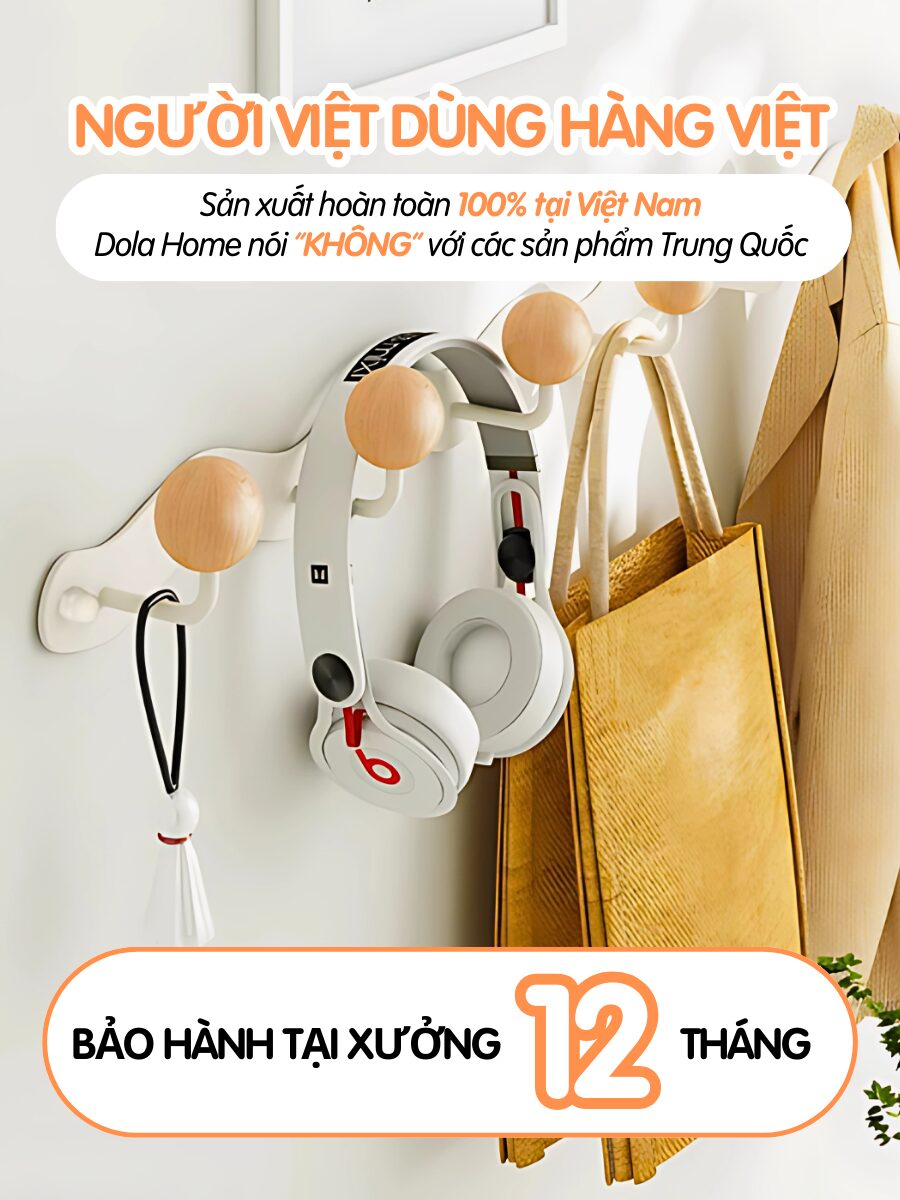 Móc dán chịu lực 4–6 nút gỗ Dola Home – sản phẩm Việt Nam chất lượng, sản xuất trong nước, bảo hành 12 tháng.