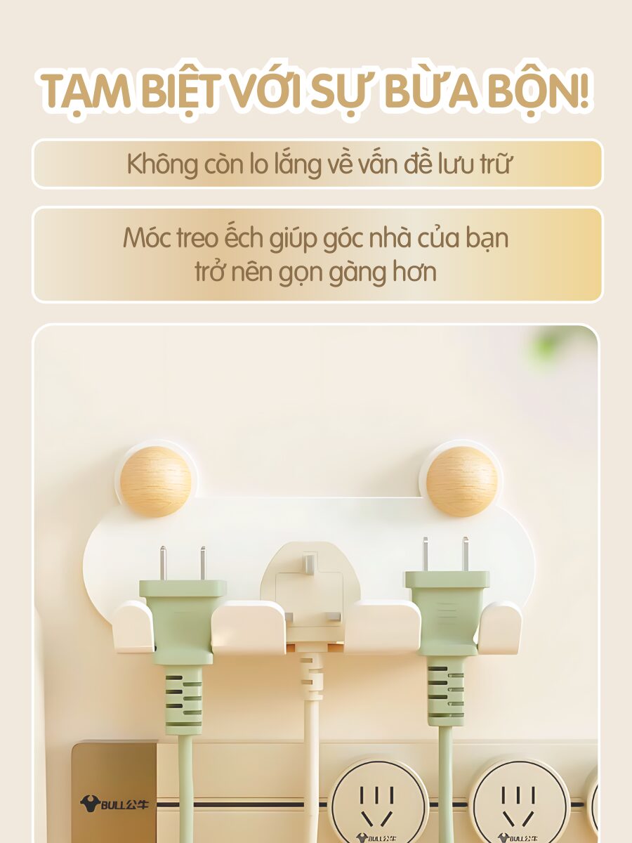 Móc treo dây điện hình ếch giúp tổ chức củ sạc, dây điện gọn gàng ngay cạnh ổ cắm