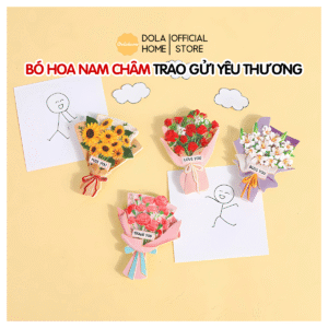 Bó hoa nam châm đính tủ lạnh nhiều mẫu, màu sắc, mẫu quà tặng 3D trao gửi yêu thương Dola Home